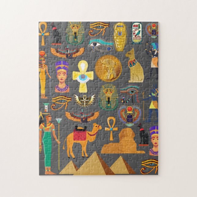Egyptian Hieroglyphic Symbol Pattern pharaoh      Jigsaw Puzzle (Vertical)