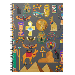 Egyptian Hieroglyphic Symbol Pattern pharaoh Notebook
