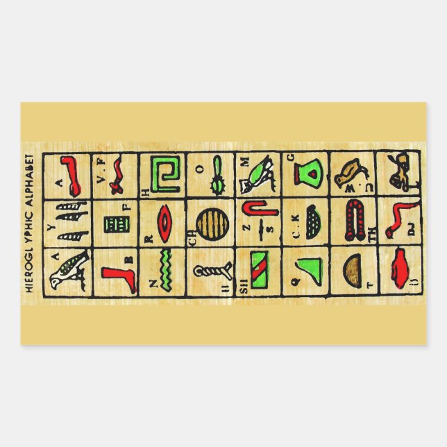 Egyptian Hieroglyphics, Alphabetic Symbols Sticker (Front)
