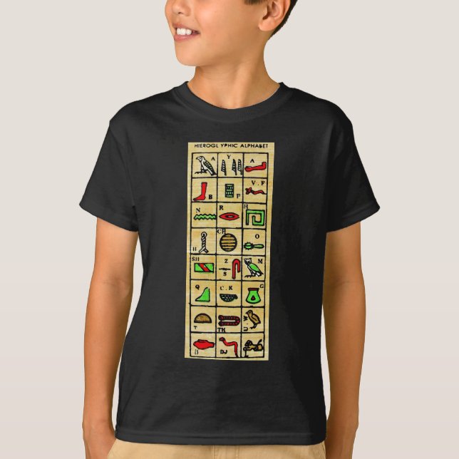 Egyptian Hieroglyphics, Alphabetic Symbols T-Shirt (Front)