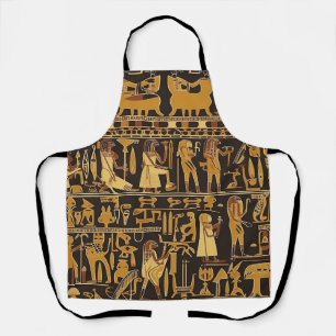 Egyptian Hieroglyphics Gold and Brown Apron