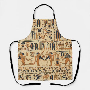 Egyptian Hieroglyphics Gold and Brown Apron