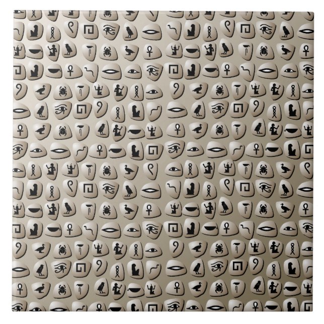 Egyptian Hieroglyphics Stones Pattern Tile (Front)