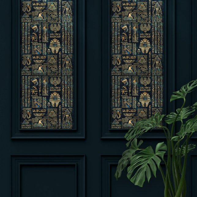 Egyptian hieroglyphs and deities -Abalone and gold Wallpaper (Creator Uploaded)