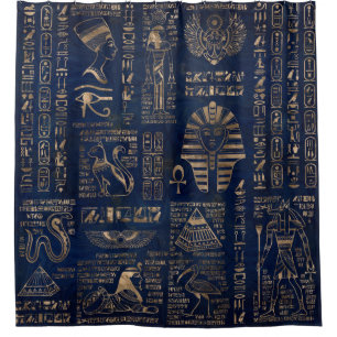 Egyptian hieroglyphs and deities-gold on marble