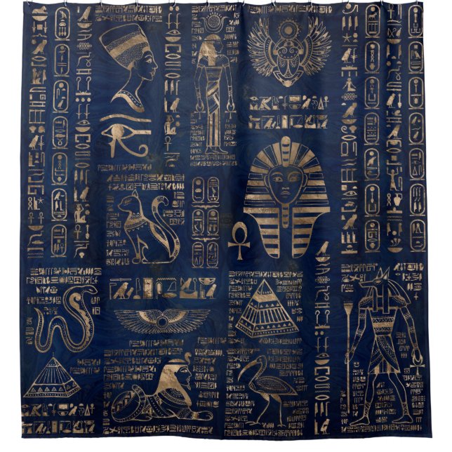 Egyptian hieroglyphs and deities-gold on marble (Front)