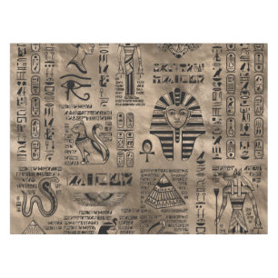 Egyptian hieroglyphs and deities - Luxury Gold Tablecloth