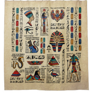 Egyptian hieroglyphs and deities on papyrus
