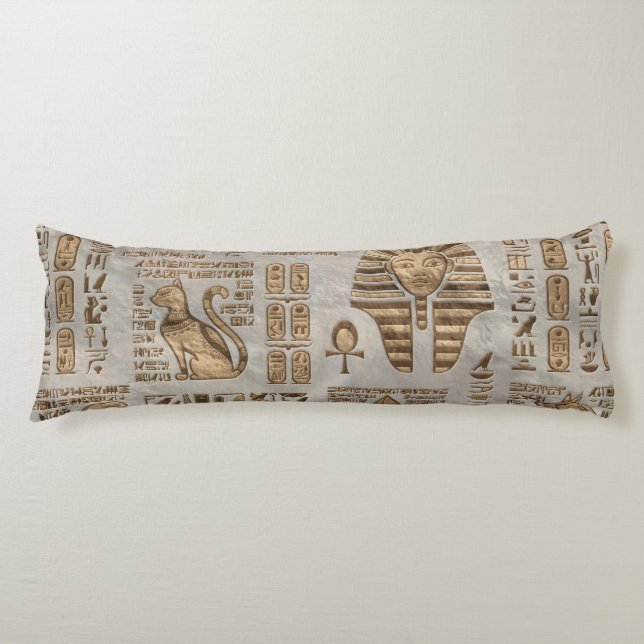 Egyptian hieroglyphs and deities -Vintage Gold Body Pillow (Front)