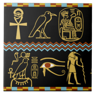 Egyptian Hieroglyphs Eye Of Horus Pattern Tile