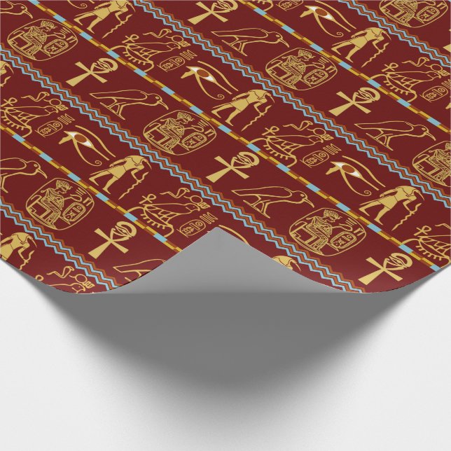 Egyptian Hieroglyphs Eye Of Horus Symbols Wrapping Paper (Corner)