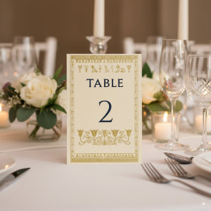 Egyptian Hieroglyphs & Floral Border – Editable Table Number