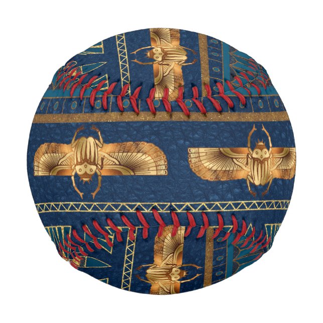 Egyptian Hieroglyphs Gold Beetles Golden Glitter Baseball (Front)