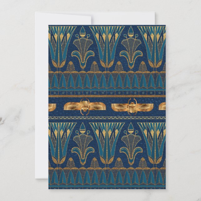 Egyptian Hieroglyphs Gold Beetles Golden Glitter Invitation (Front)