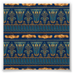 Egyptian Hieroglyphs Gold Beetles Golden Glitter Photo Print