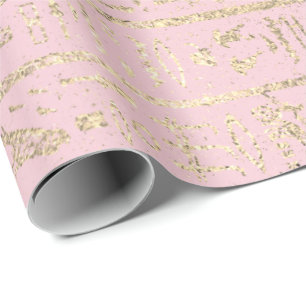 Egyptian Hieroglyphs Gold Pastel Pink Pastel Sepia Wrapping Paper