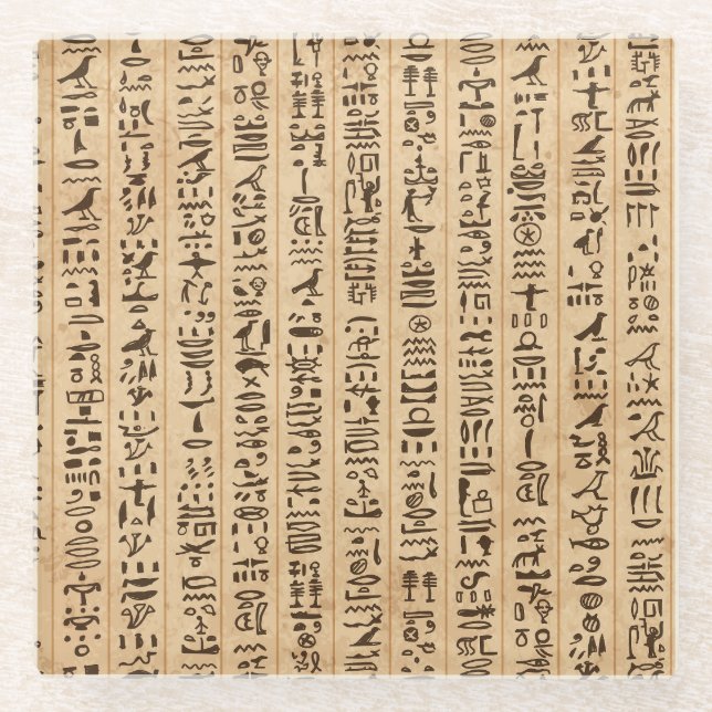 Egyptian Hieroglyphs: Grunge Seamless Magic Glass Coaster (Front)