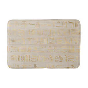 Egyptian Hieroglyphs in Gold Bath Mat