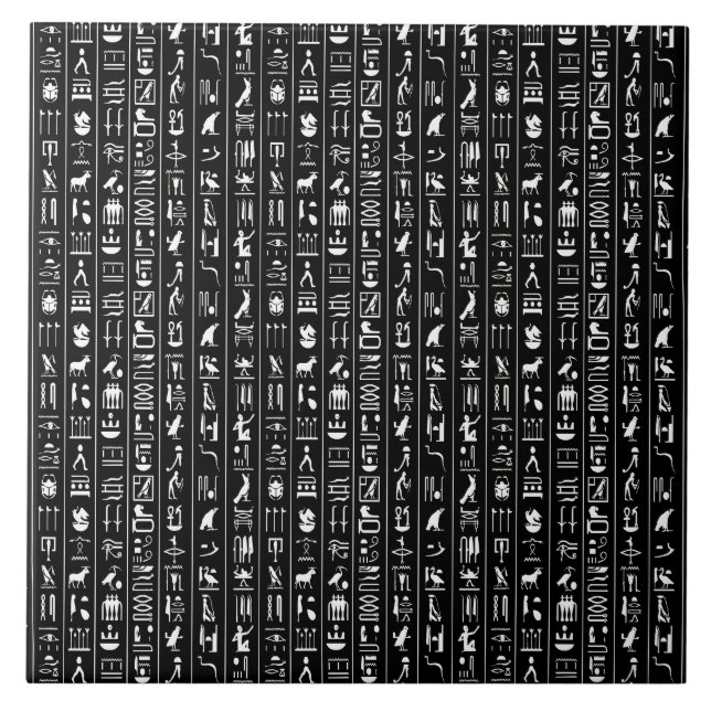 Egyptian Hieroglyphs In White Ceramic Tile (Front)