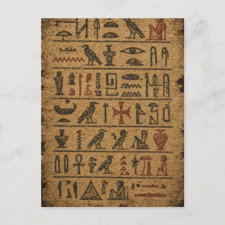 Egyptian Hieroglyphs Inspired Papyrus Sheet Postcard