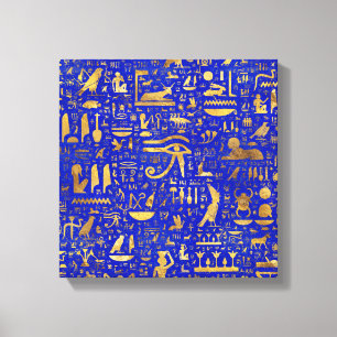 Egyptian hieroglyphs -Lapis Lazuli and Gold Canvas Print