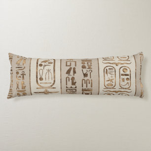 Egyptian hieroglyphs Pastel Gold Body Pillow