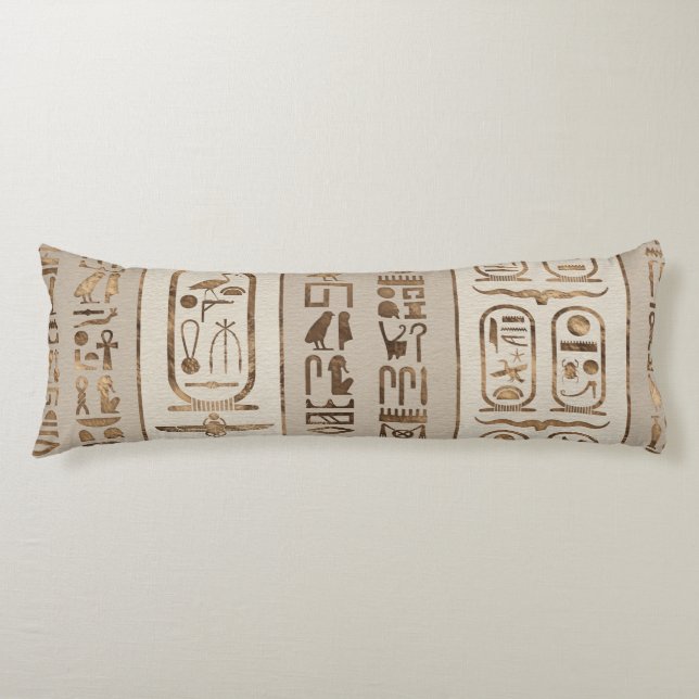 Egyptian hieroglyphs Pastel Gold Body Pillow (Front)