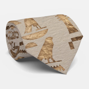 Egyptian hieroglyphs Pastel Gold Tie
