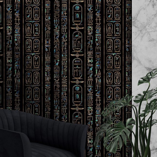 Egyptian hieroglyphs pattern Gold Abalone Wallpaper (Creator Uploaded)