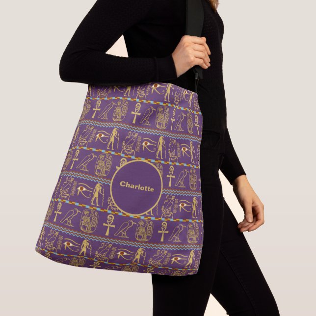 Egyptian Hieroglyphs Pattern Personalized Crossbody Bag (Close Up)
