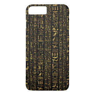 Egyptian hieroglyphs vintage gold on black Case-Mate iPhone case