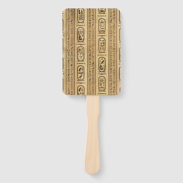 Egyptian hieroglyphs Vintage Texture Hand Fan (Front)