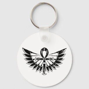 Egyptian Hieroglyphs - Winged Ankh Keychain