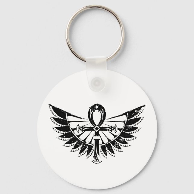 Egyptian Hieroglyphs - Winged Ankh Keychain (Front)