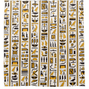 Egyptian hieroglyphs yellow-black colour seamless