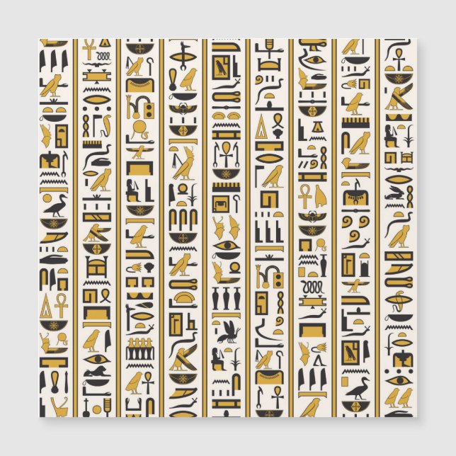 Egyptian Hieroglyphs: Yellow-Black Seamless. (Front)