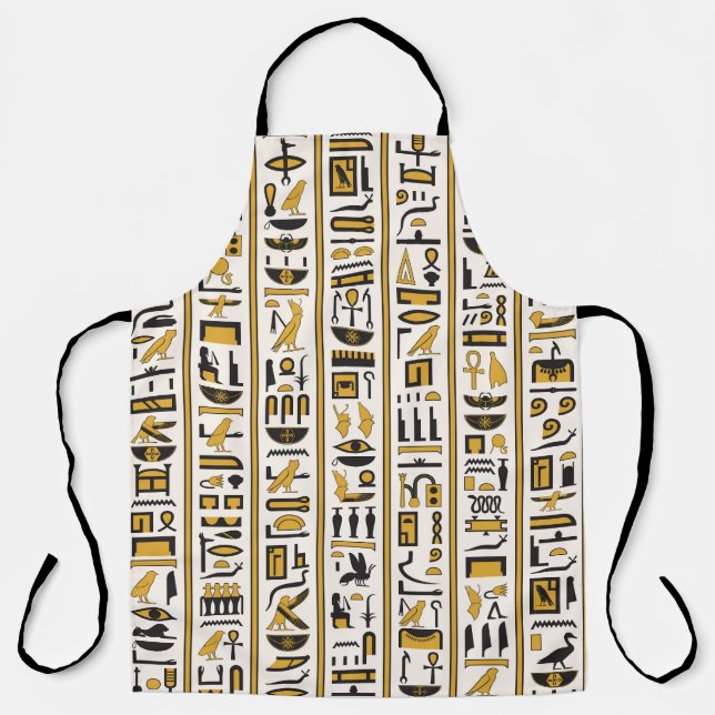 Egyptian Hieroglyphs: Yellow-Black Seamless. Apron (Front)