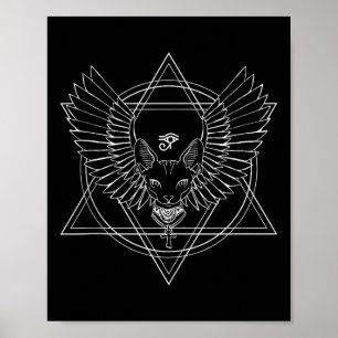 Egyptian Horus Eye And Cat With Wings Tank Top  Poster