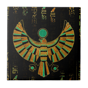 Egyptian Horus Falcon gold and colour crystal Tile