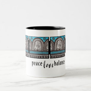 Egyptian Inspired Turquoise and Silver Arches Two-Tone Coffee Mug