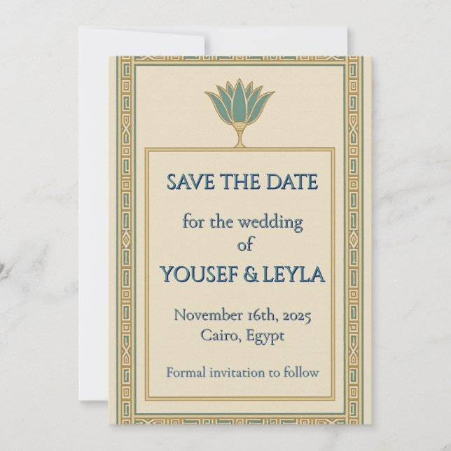 Egyptian Lotus Gold Save the Date (Front)