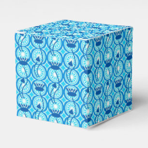 Egyptian Lotus pattern, cobalt and turquoise Favor Box