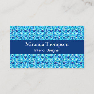 Egyptian Lotus Pattern, Cobalt Blue and Turquoise Business Card