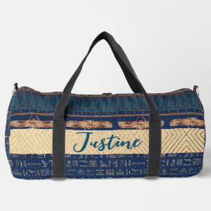 Egyptian Lotus Scarab Hieroglyphs Personalized Duffle Bag