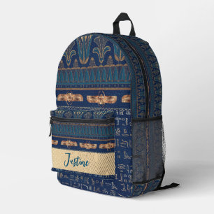 Egyptian Lotus Scarab Hieroglyphs Personalized Printed Backpack