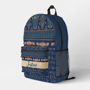 Egyptian Lotus Scarab Hieroglyphs Personalized Printed Backpack