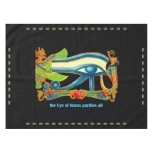 Egyptian Lucky Charm - Eye Of Horus on Teal Tablecloth