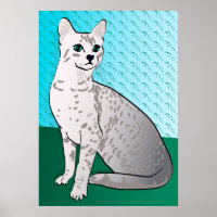 Egyptian Mau Cat - aqua background