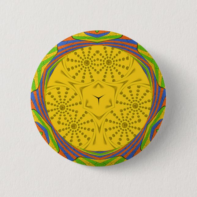 Egyptian Motif Art Print Chequered Frame Design 2 Inch Round Button (Front)