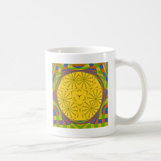 Egyptian Motif Art Print Chequered Frame Design Coffee Mug (Right)